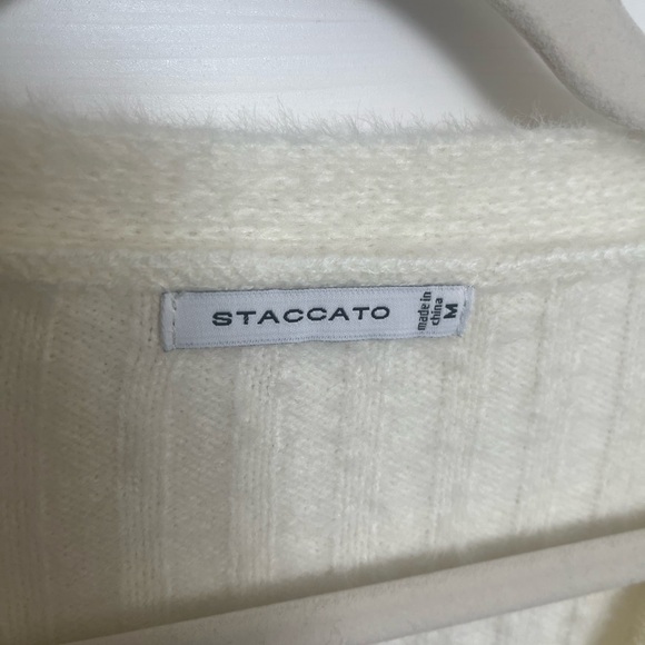 Fuzzy button down ribbed cardigan with balloon sleeve. Size M. BNWOT - Picture 4 of 5